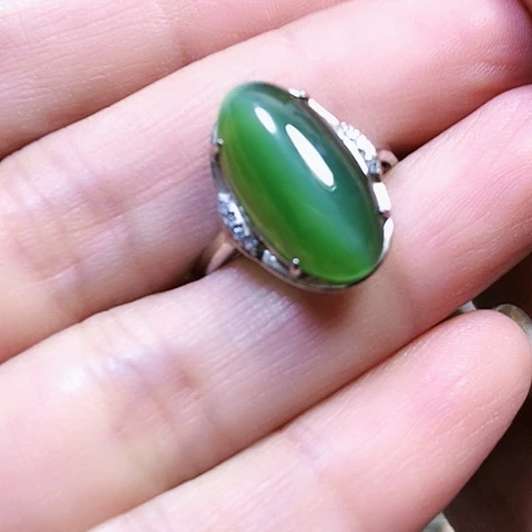 和田玉银S925镶嵌戒指