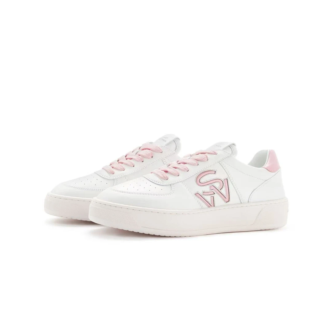 【苏州美罗】SW COURTSIDE LOGO SNEAKER白/粉 牛皮运动鞋