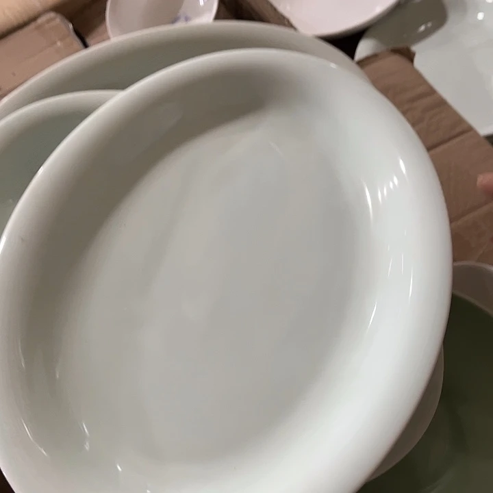 瓷片青瓷12英寸鱼盘两个微瑕包邮