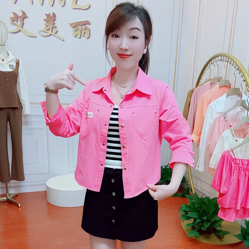 纯棉时尚修身显瘦百搭短款外套女2025年春秋新款小个子开衫上衣潮