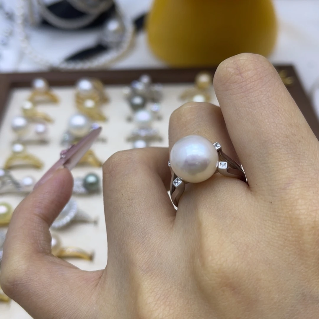 淡水珍珠银S925镶嵌戒指