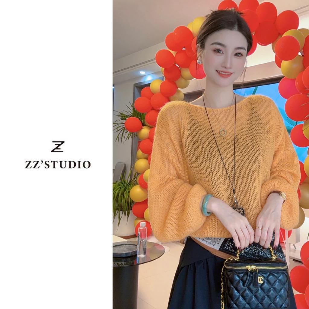 郑郑定制#2025秋季新款圆领时尚百搭套头长袖针织衫慵懒风毛衣022