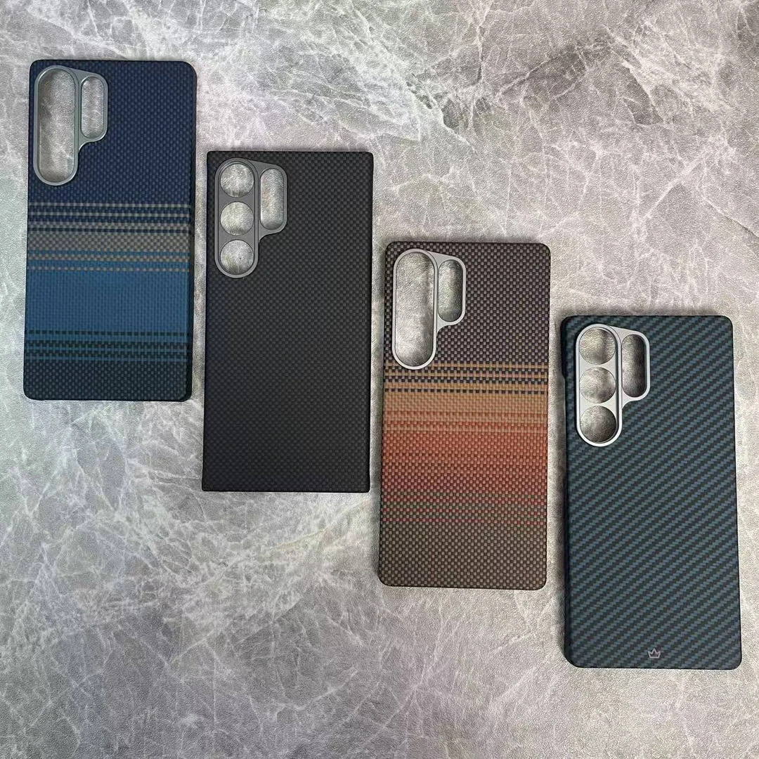 适用于三星22、23、24、25Ultra、系列凯夫拉手机壳高档黑色简约防摔