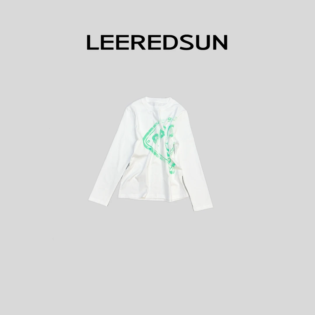 LEEREDSUN "披萨" 撞色字母圆领百搭宽松长袖YY01CX3099
