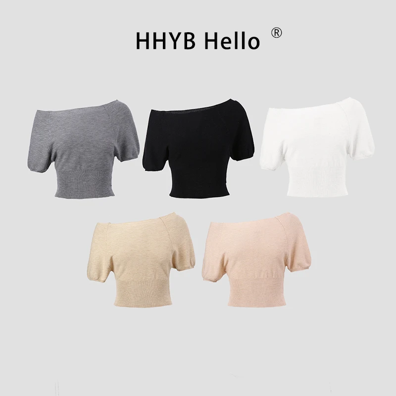 【YD】2025夏季斜肩袖宽松针织上衣百搭轻奢感休闲套头M1311