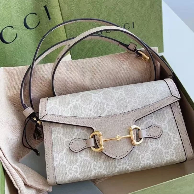 95新 GUCCI/古驰 1955横版手机盒子燕麦色/优品