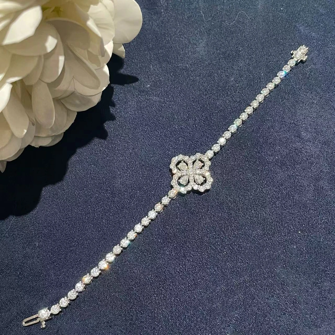 925银合成锆石手链 925银合成锆石手链 【四叶草手链】轻奢百搭气质