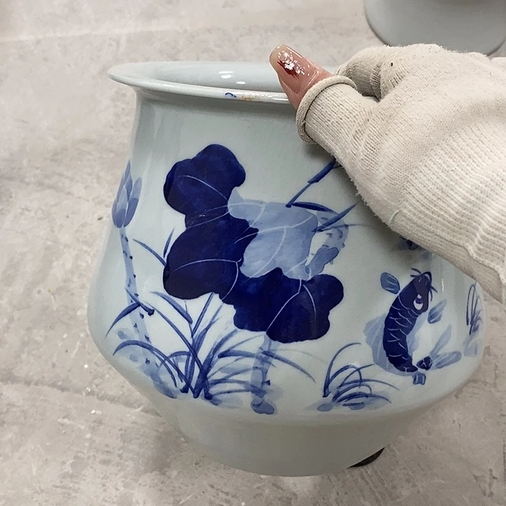 缸13xc景德镇陶瓷花盆微瑕