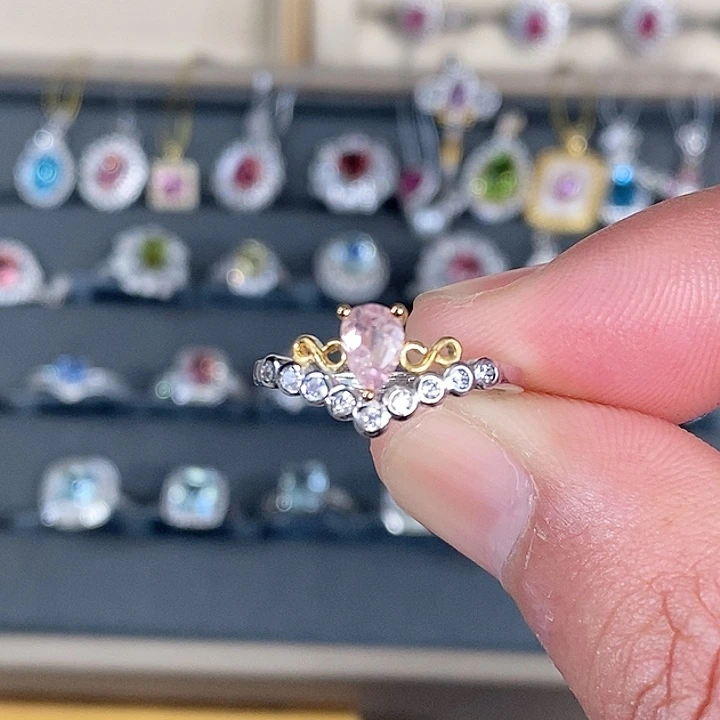 碧玺戒指银S925镶嵌戒指