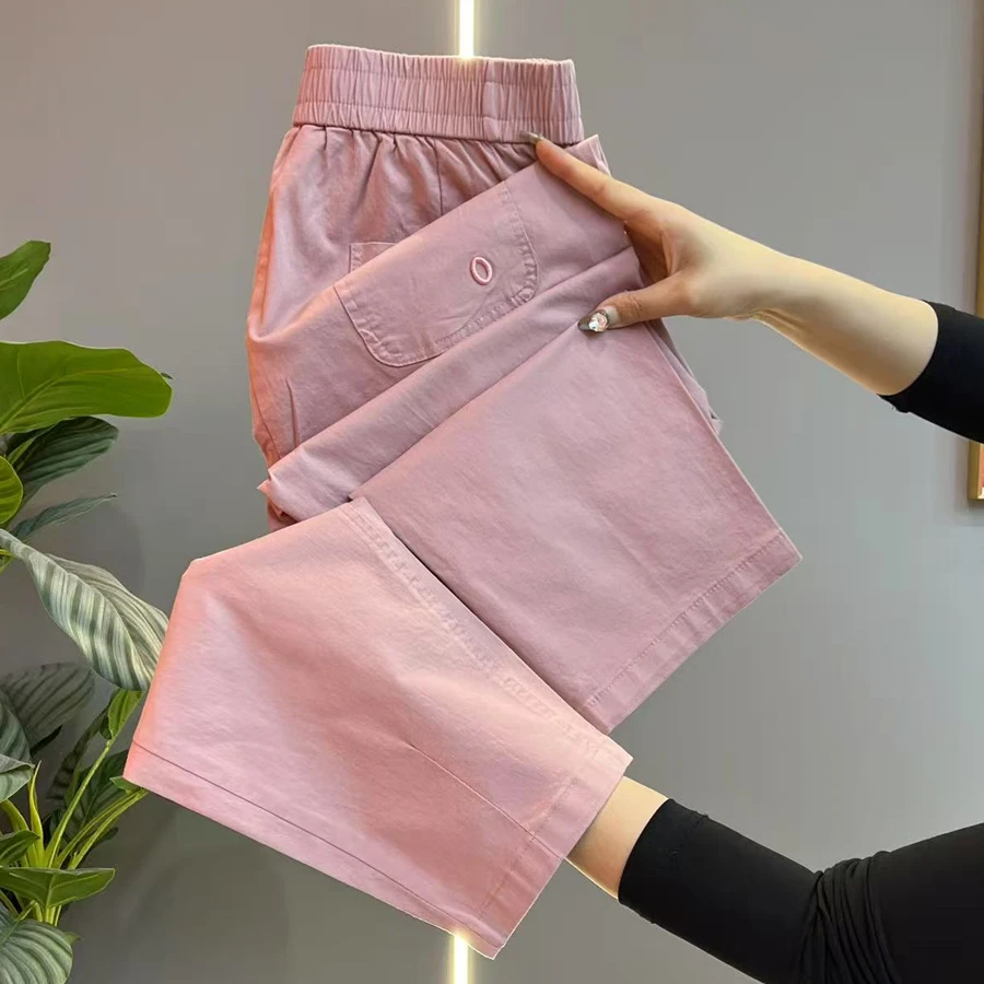 2025年夏季薄款水洗棉休闲九分裤女百搭显瘦宽松正品哈伦小脚裤女