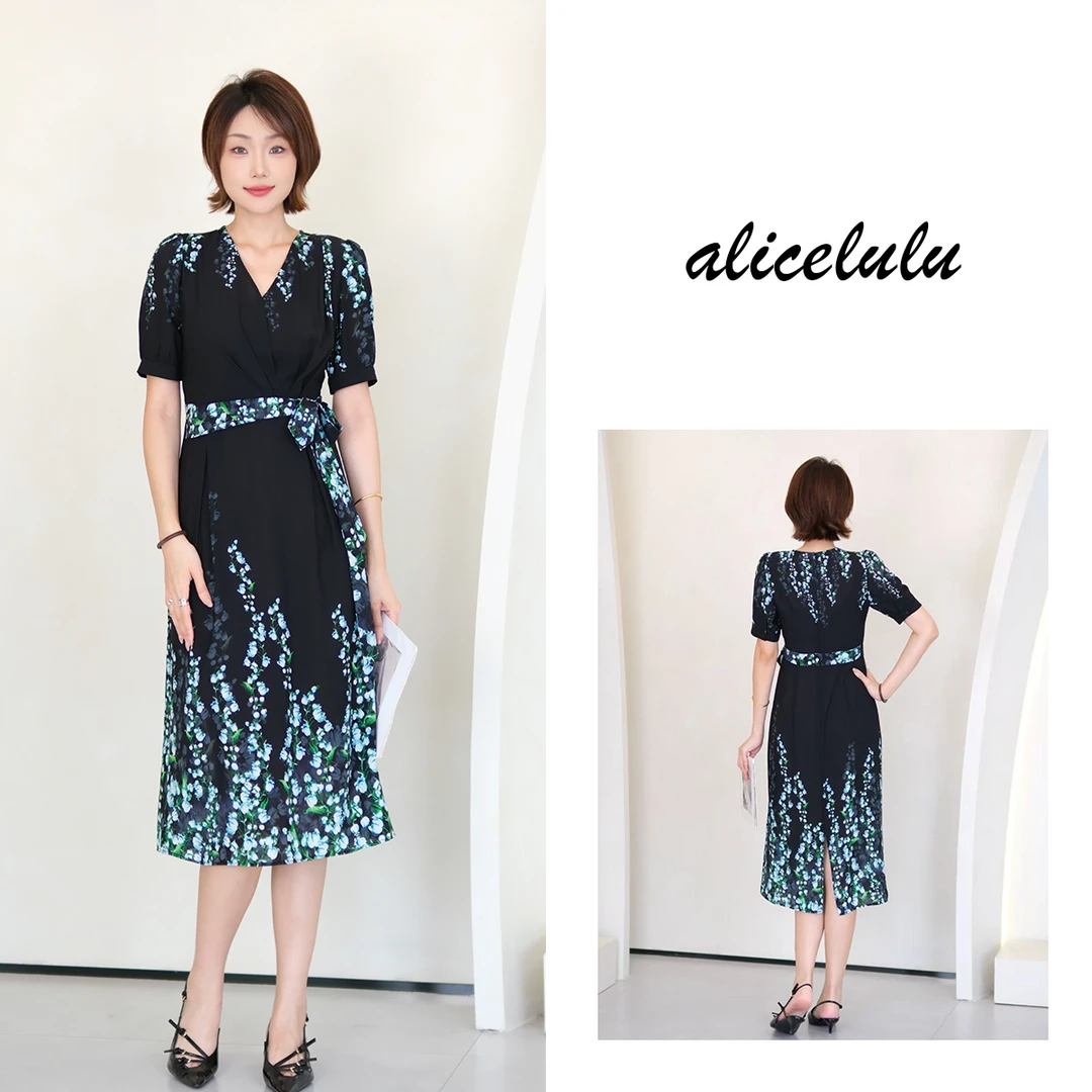 [alicelulu]洋气轻奢印花连衣绝美裙渐变晕染S2143951W