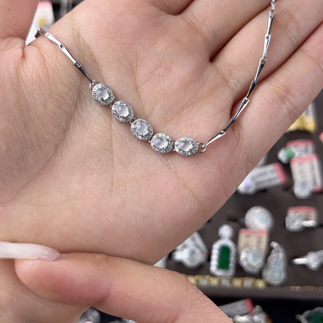 银S925镶嵌手链翡翠4678