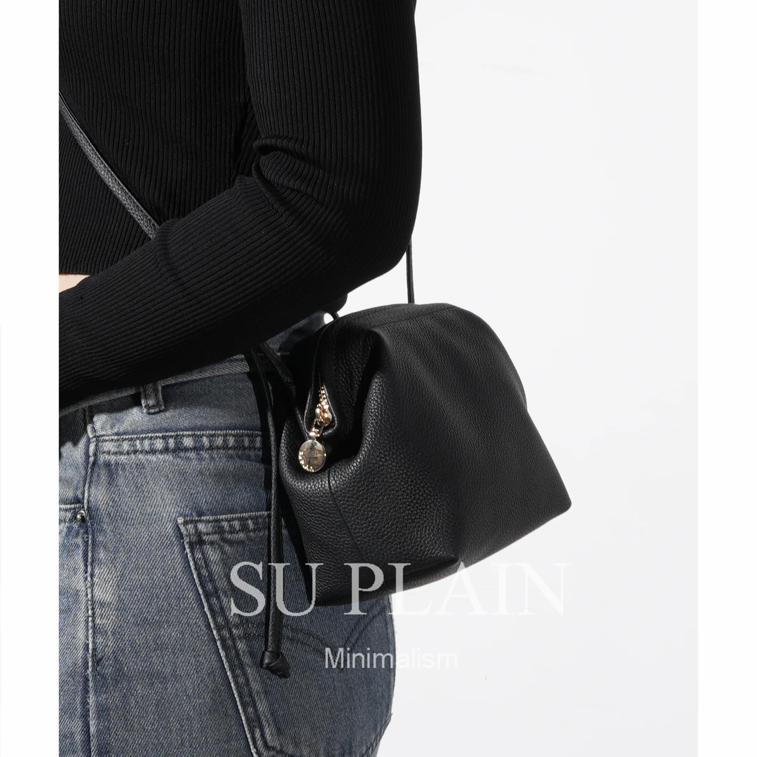 SUPLAIN/SUPLAIN头层牛皮单肩斜跨小包包休闲小众百搭女包