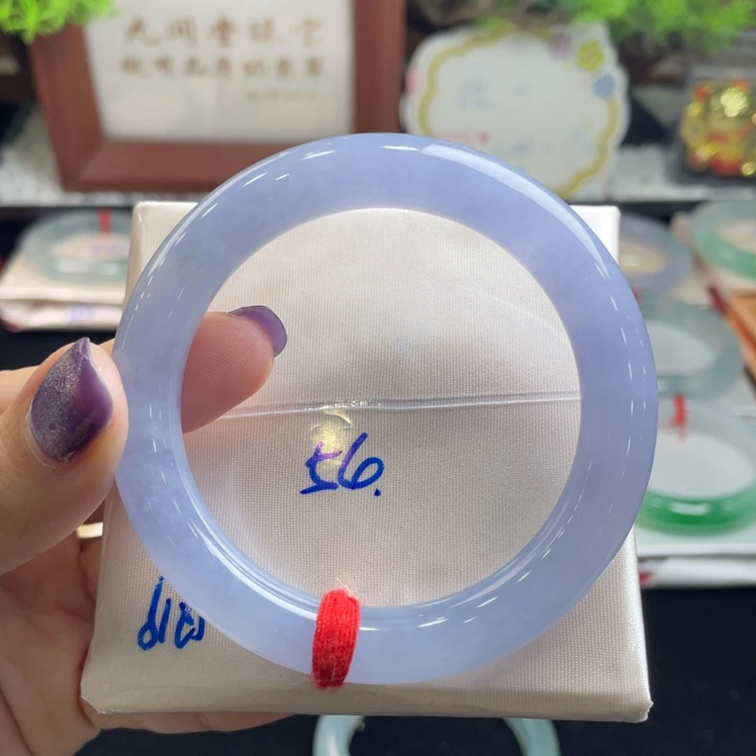 翡翠未镶嵌手镯15号 54圆条 满紫