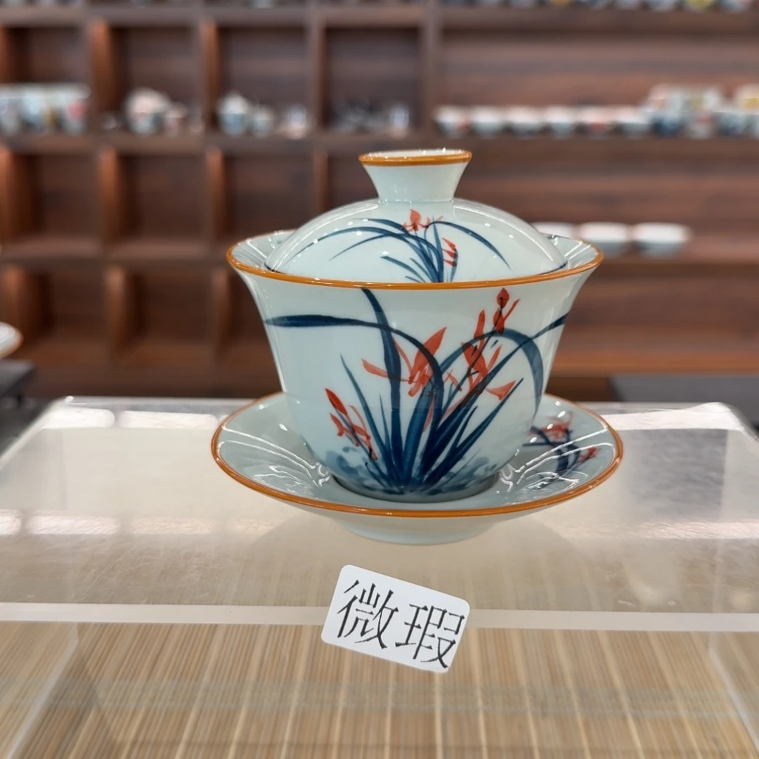 釉下手绘茶具微瑕