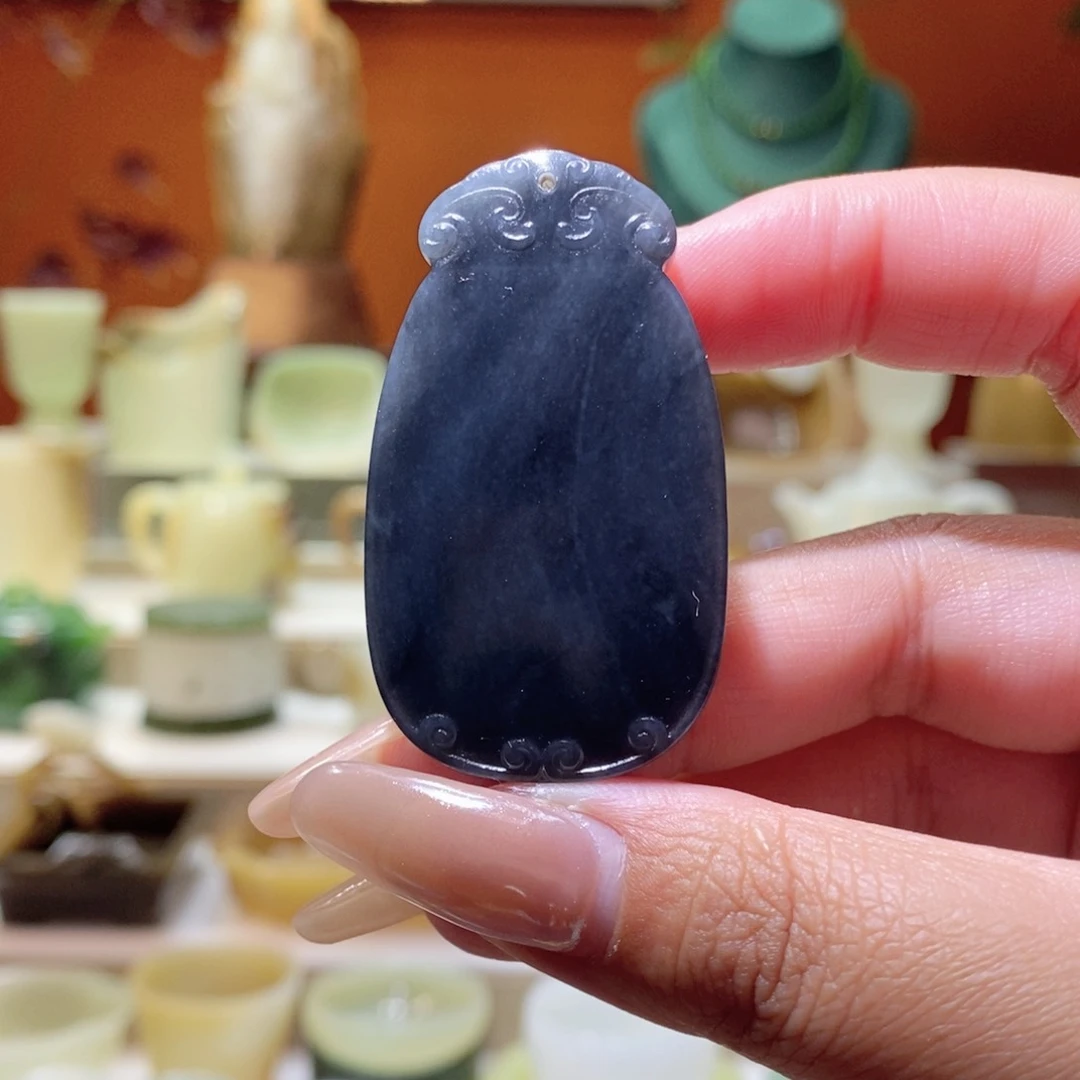 未镶嵌和田玉挂件新疆和田玉青花平安牌