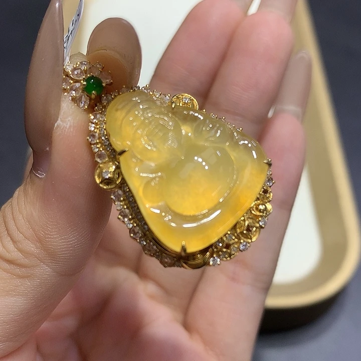 翡翠18K金镶嵌吊坠(不含链)