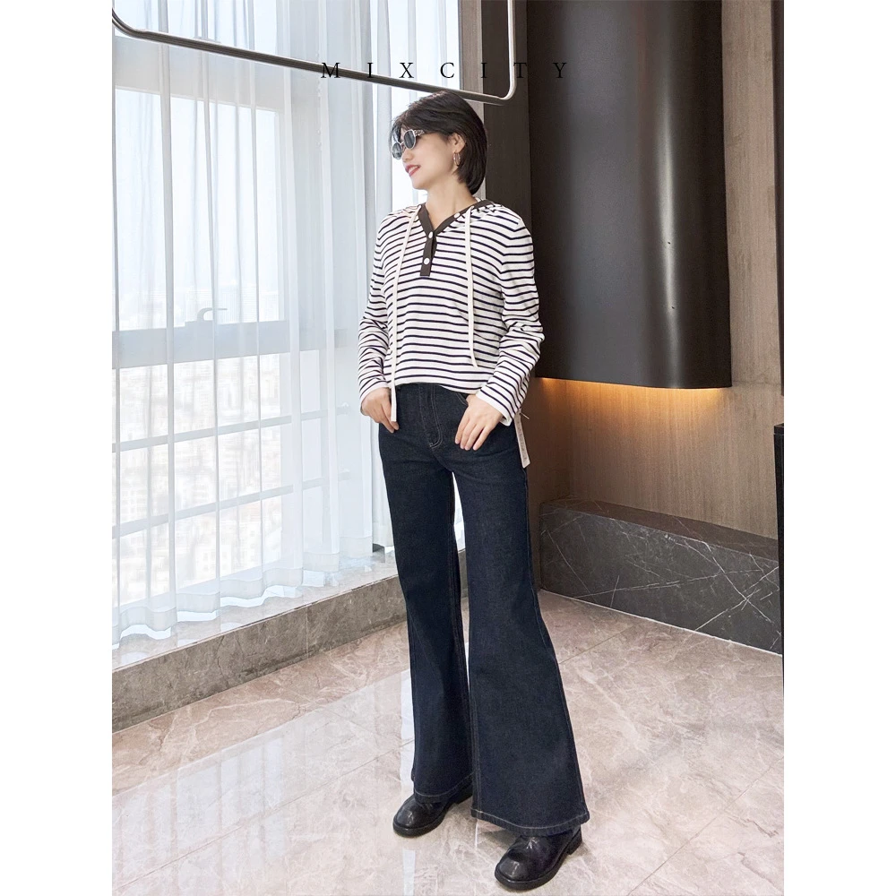 【亚楠本楠】碎冰蓝◆意大利面料直筒显瘦休闲牛仔裤6646