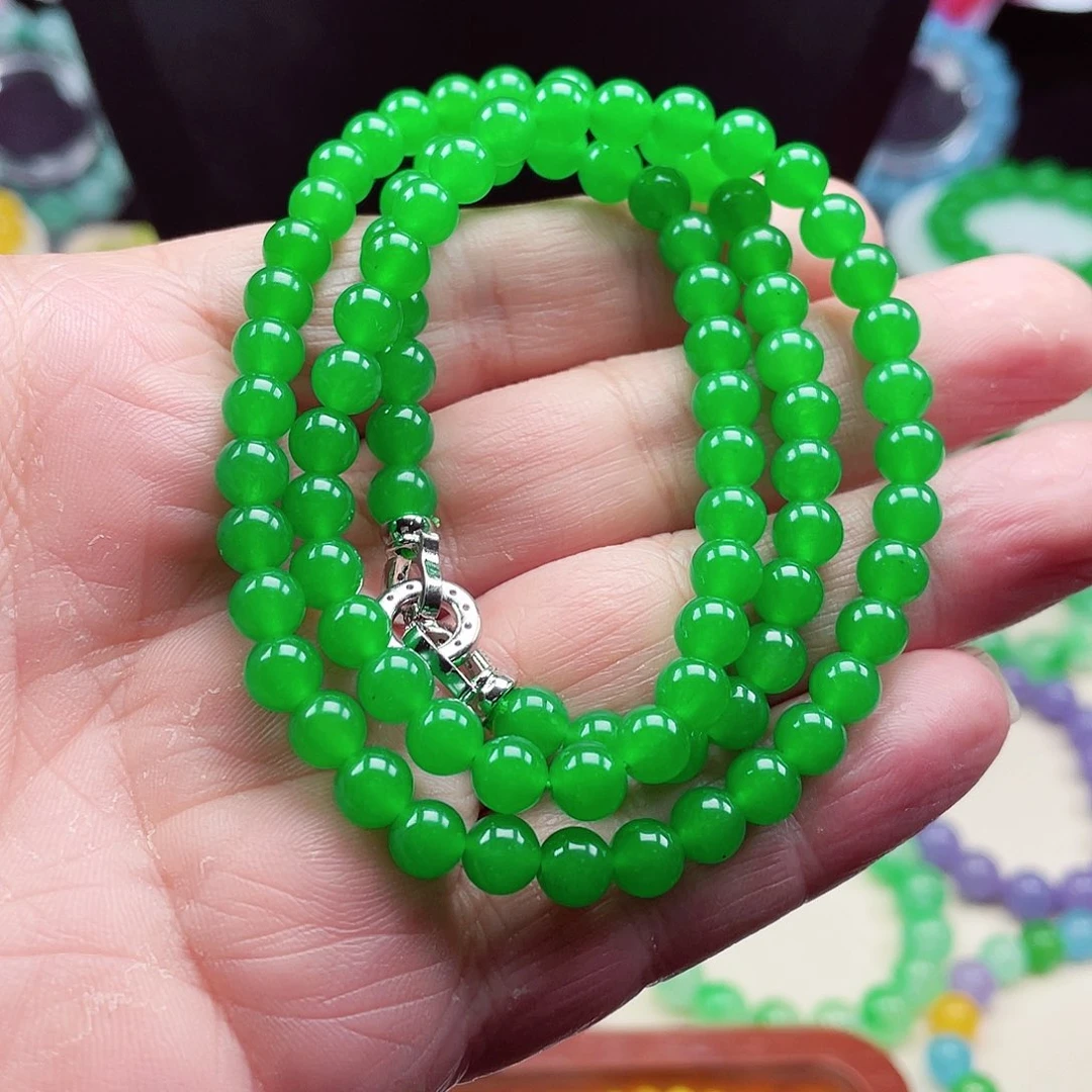 翡翠未镶嵌颈饰卡6翡翠珠链男女款16