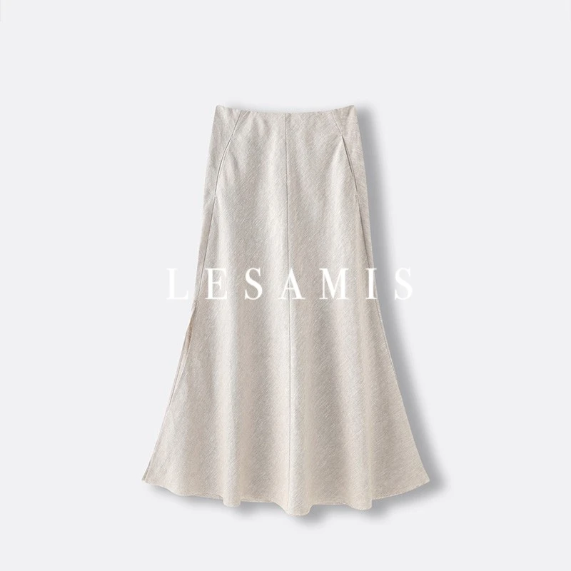 LESAMIS·高定私服法式优雅亚麻手工裁片鱼尾半裙2414