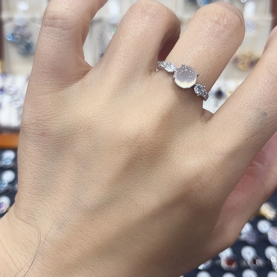 蛇纹石玉银S925镶嵌戒指