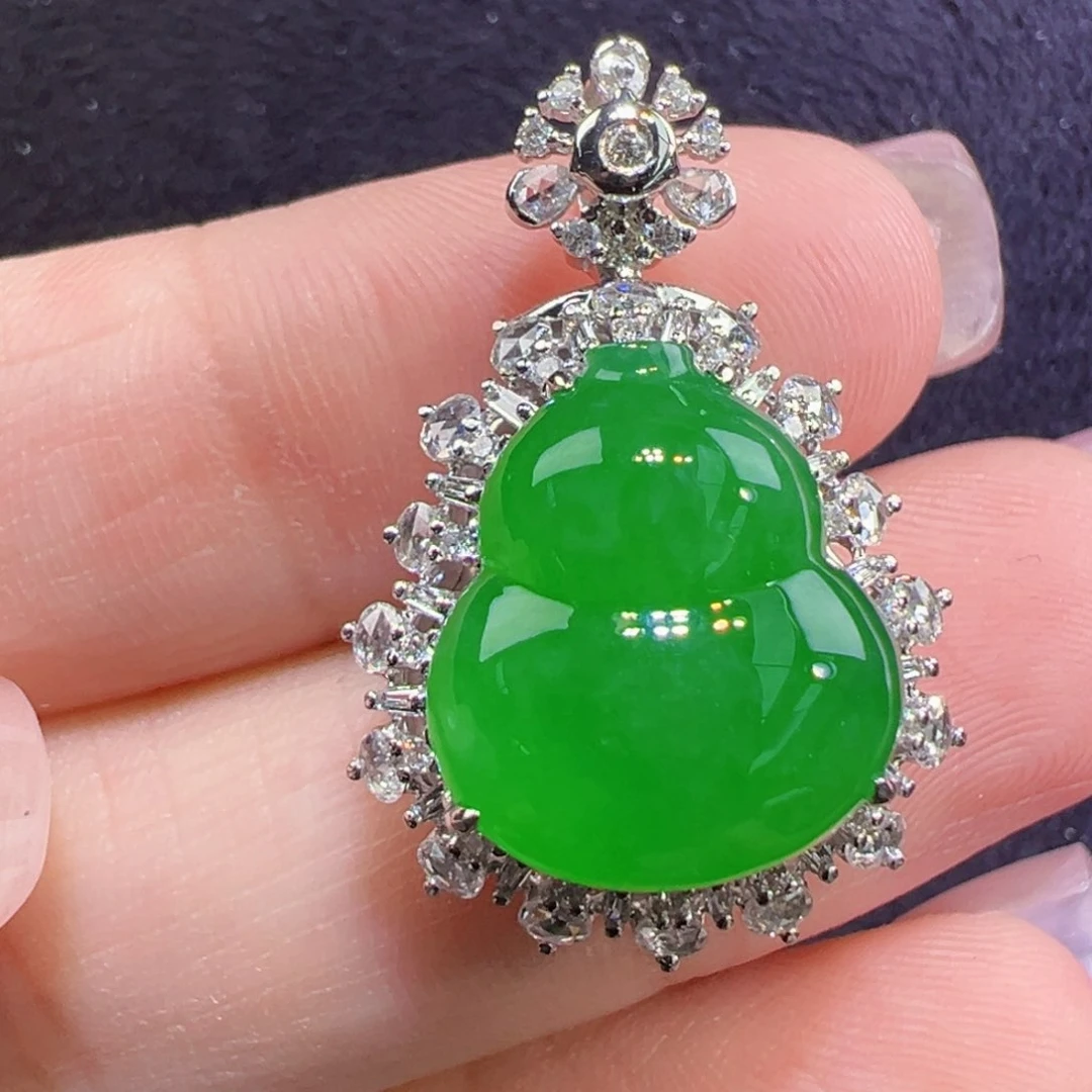 翡翠18K金镶嵌吊坠(不含链)吊坠