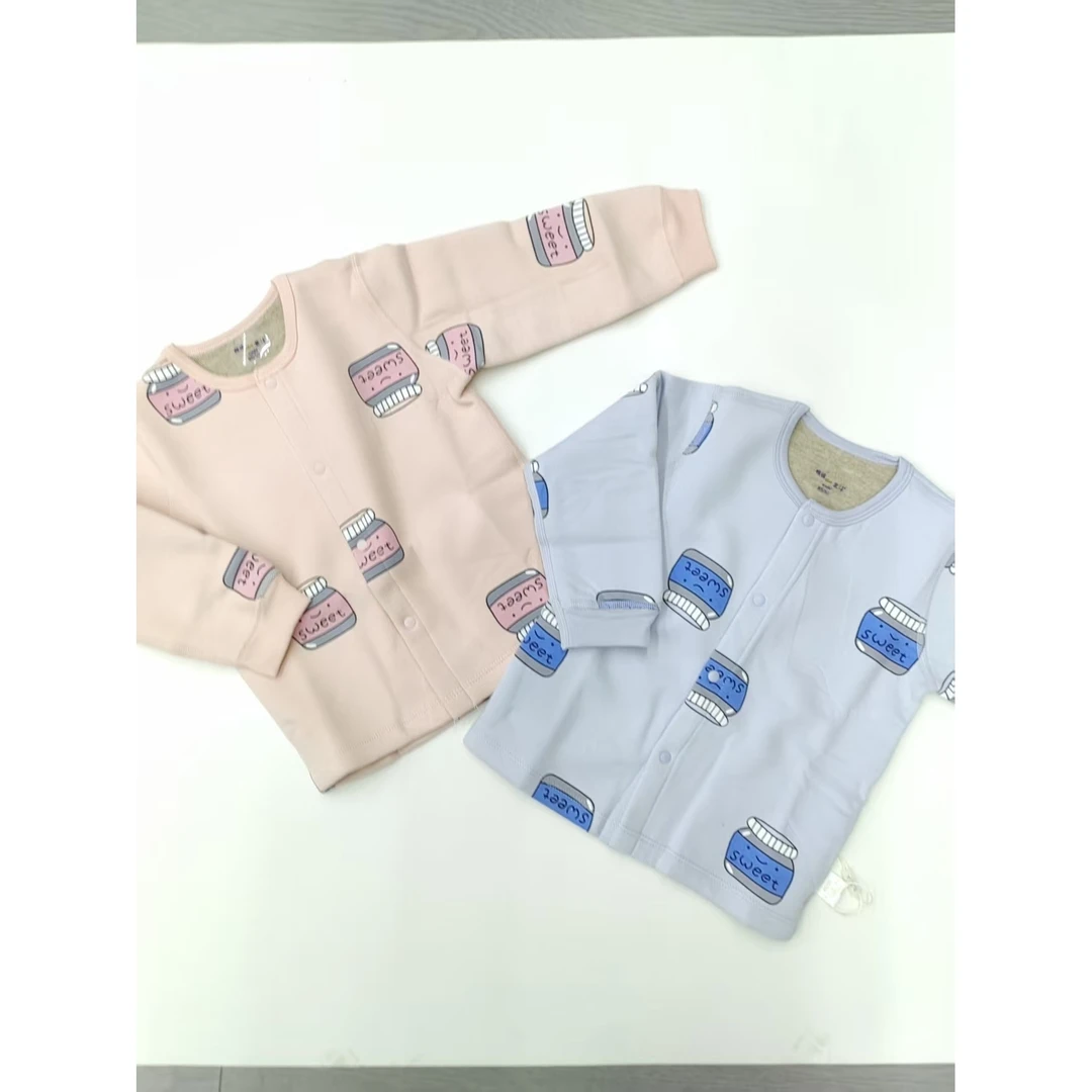 新款满印瓶子儿童加绒对开上衣21918-1