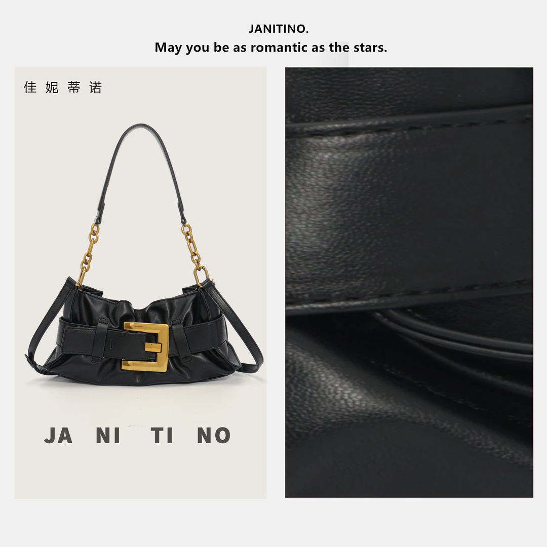 JANITINO/佳妮蒂诺当季新款轻奢时尚百搭手提女士包4734褶皱包