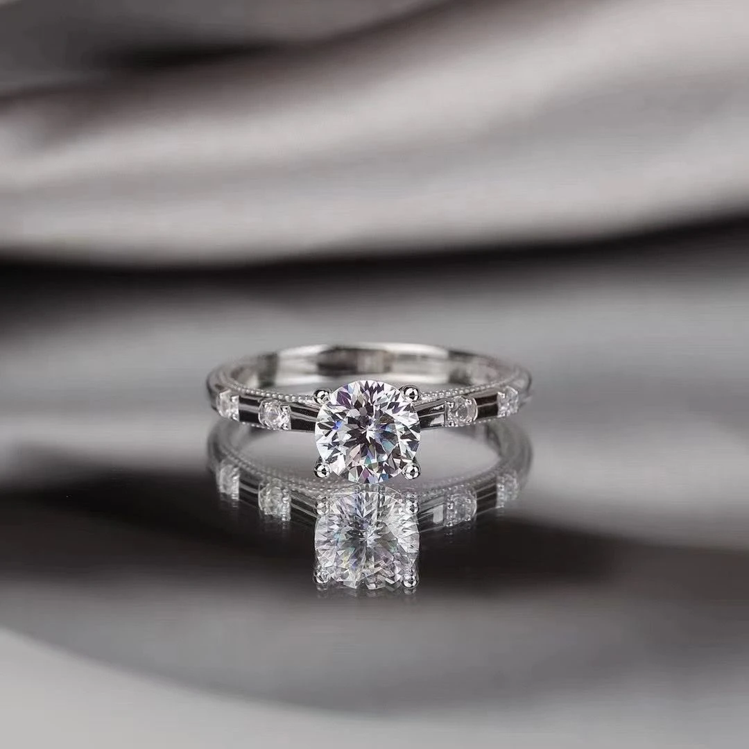 925银莫桑石戒指 （海棠款）女士轻奢莫桑戒