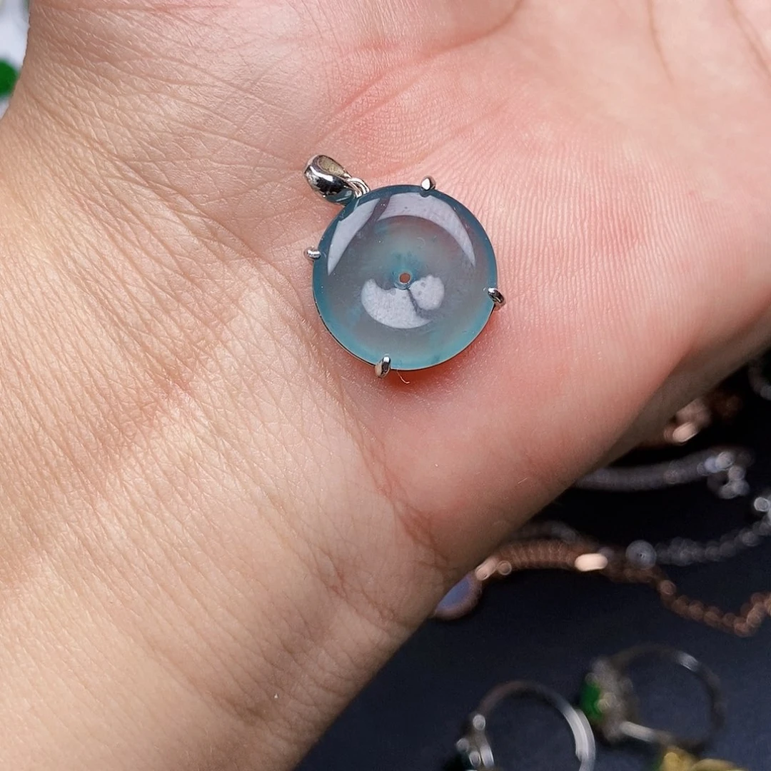 翡翠颈饰银S925镶嵌项链