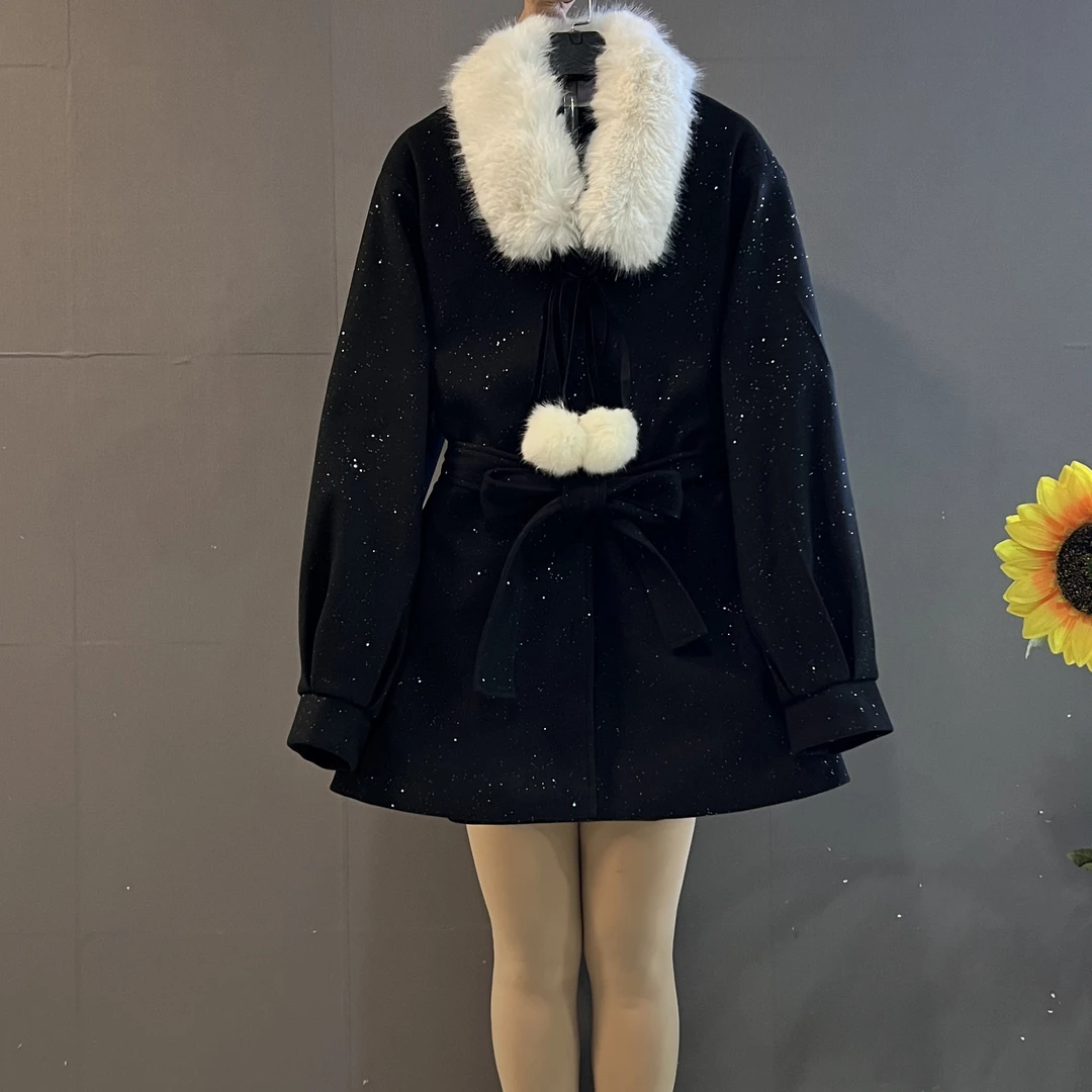 新款气质名媛风小众设计感收腰显瘦夹棉小香外套（毛领可拆卸）