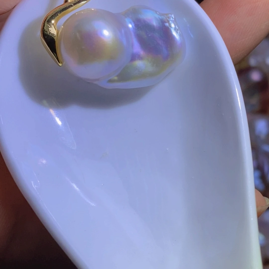 银S925镶嵌淡水珍珠微瑕