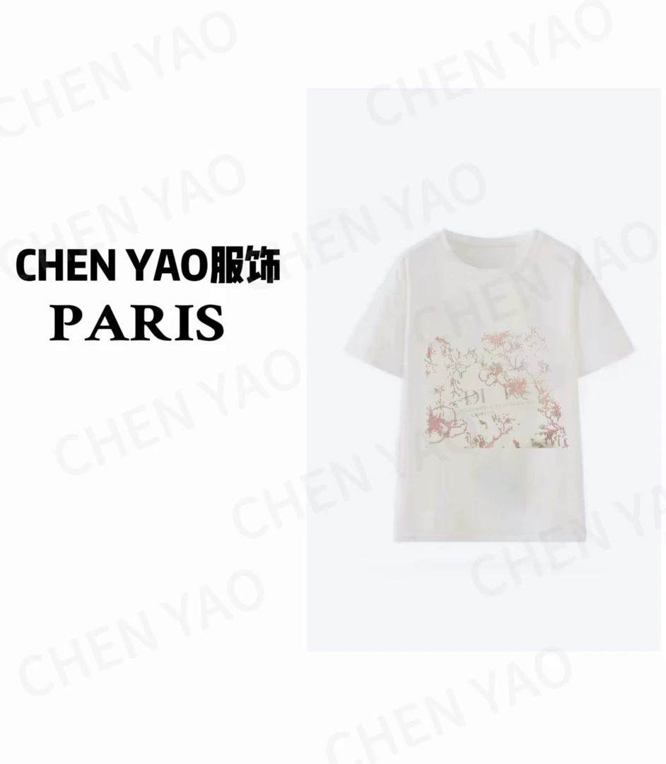 【樱花小迪】轻奢时尚百搭 重工3D立体毛巾刺绣夏季设计感短袖