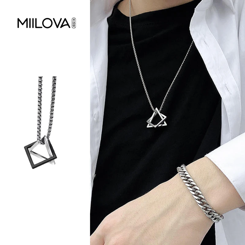 钛钢项链 男潮轻奢小众设计感男吊坠钛钢毛衣链2025新款女锁骨链