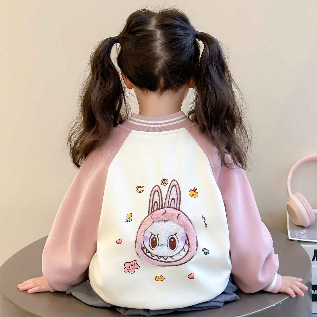 女童拉布布棒球领外套秋季春季外套童装时髦小童春秋夹克上衣童装