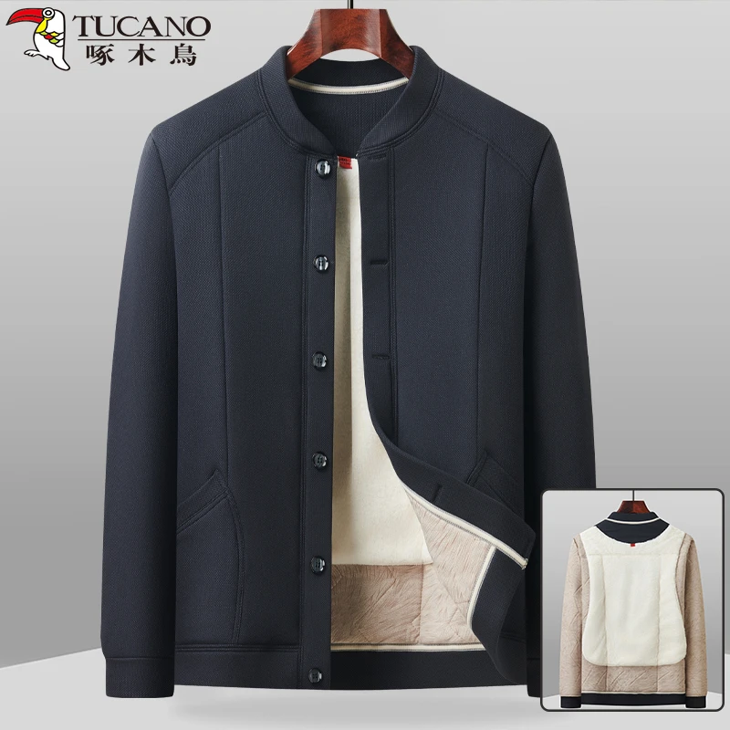 啄木鸟正品中老年人小棉衣男士爸爸冬装加绒加厚老人爷爷棉服棉袄