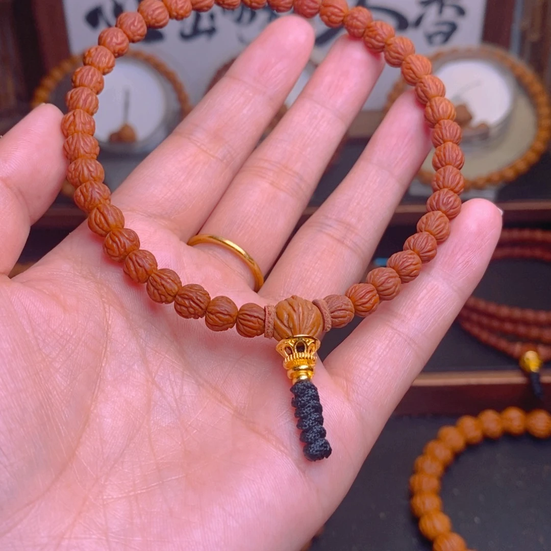 砼***️桃核手串龙纹桃核