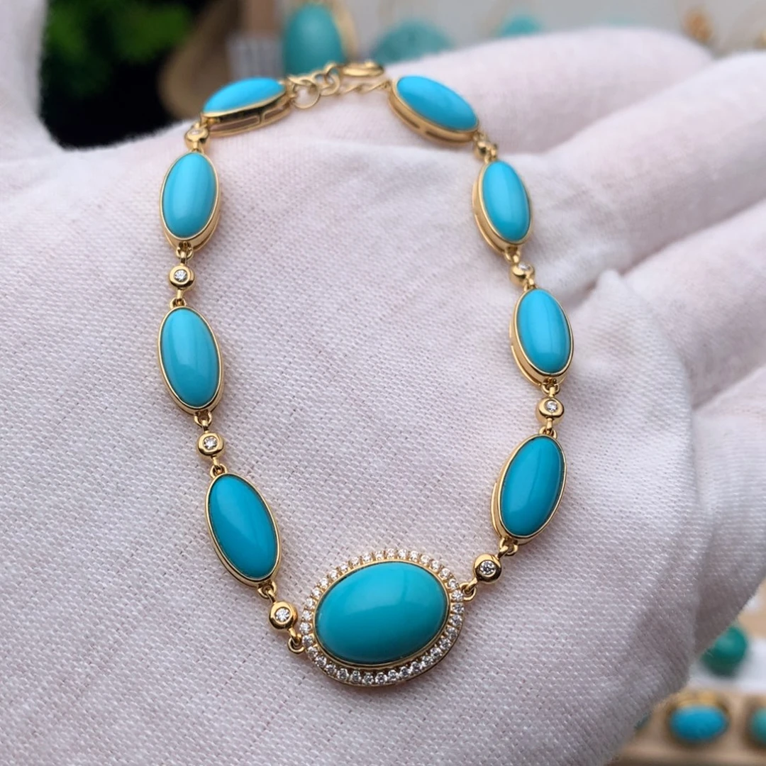 绿松石珠宝奇石18K金镶嵌陈*