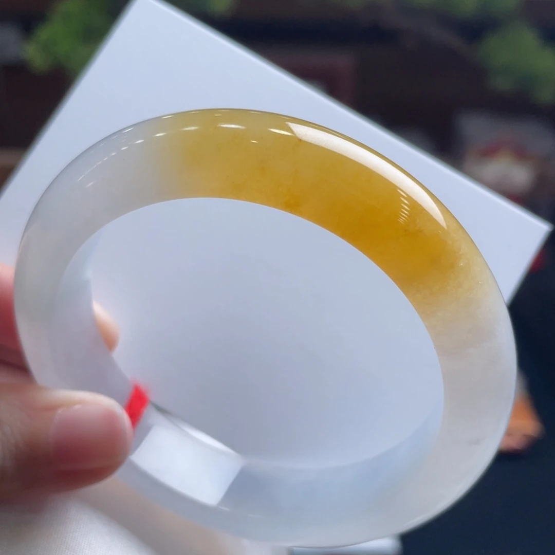 翡翠未镶嵌手镯56.6冰黄 金黄翡 强推