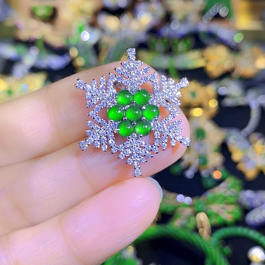 颈饰银S925镶嵌翡翠