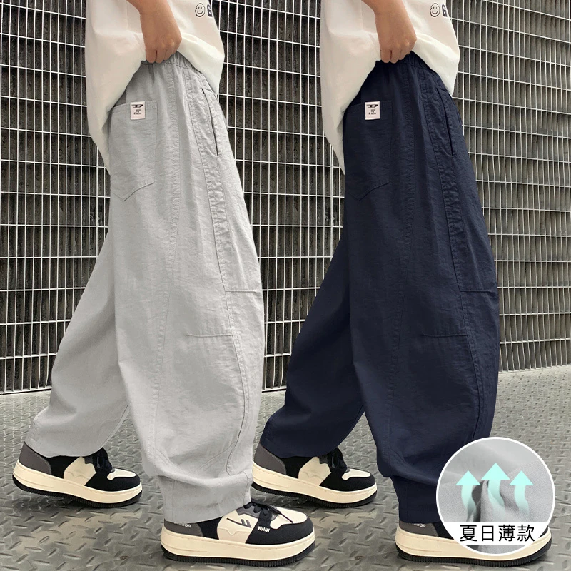 儿童防蚊长裤夏季新款薄男童裤子中大童直筒休闲夏天胖孩速干速干