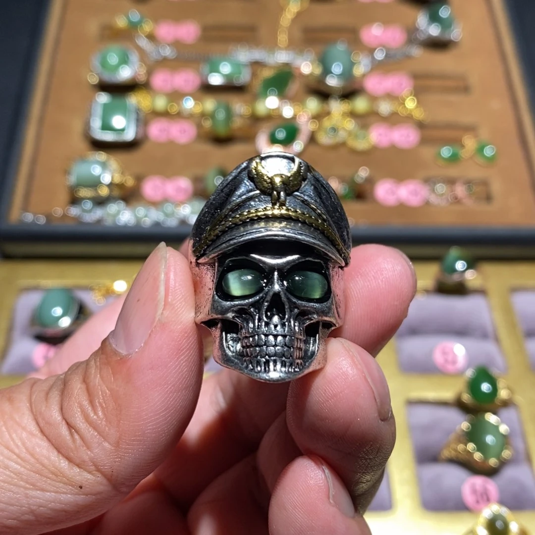 和田玉（碧玉）戒指未镶嵌天**福