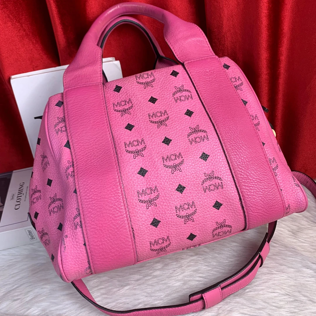 95新 MCM 粉色手提包/FYEE09621205/1205