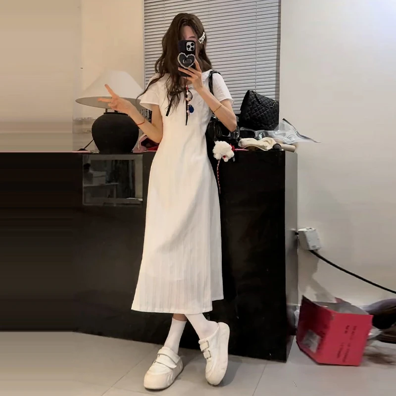 独特漂亮掐腰白色连衣裙子女装初夏穿搭2025新款今年流行爆款长裙