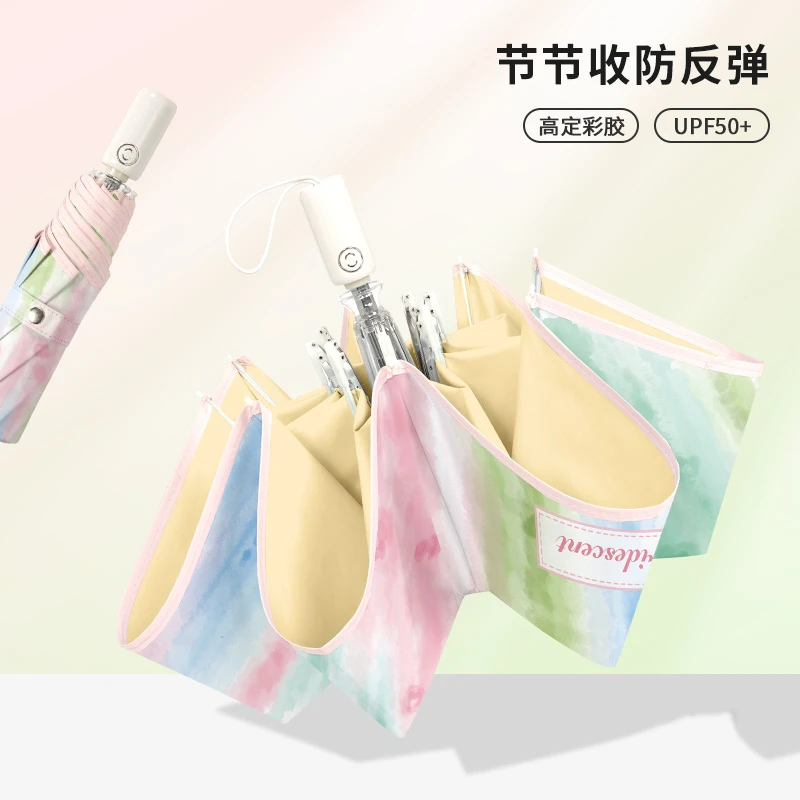 【节节收防反弹自动伞】彩胶防晒晴雨两用伞遮阳伞防紫外线加大雨伞