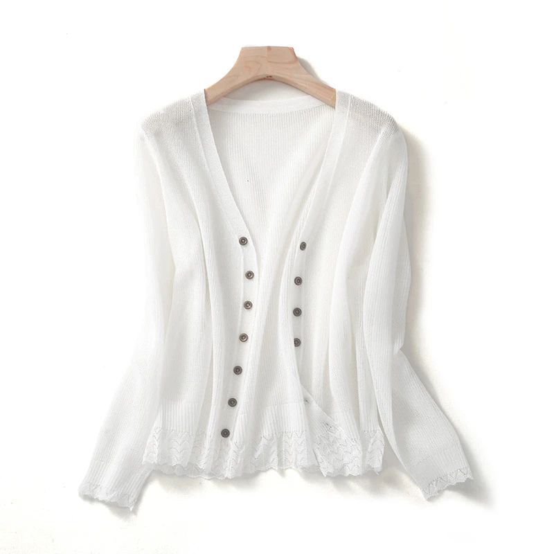 扬工厂2025夏纯色开衫针织衫薄款防晒外镂空外搭