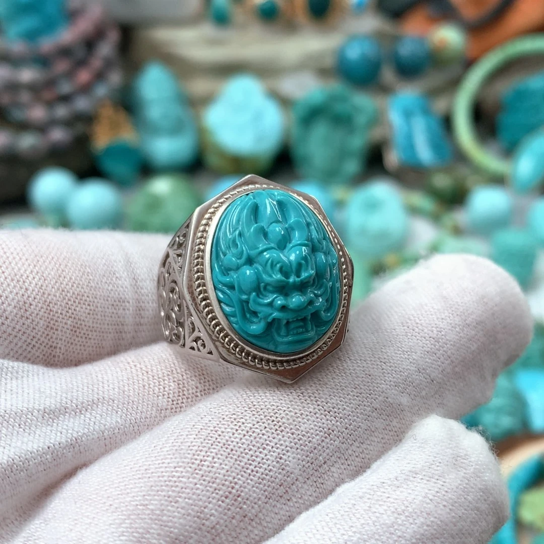 绿松石珠宝奇石银S925镶嵌