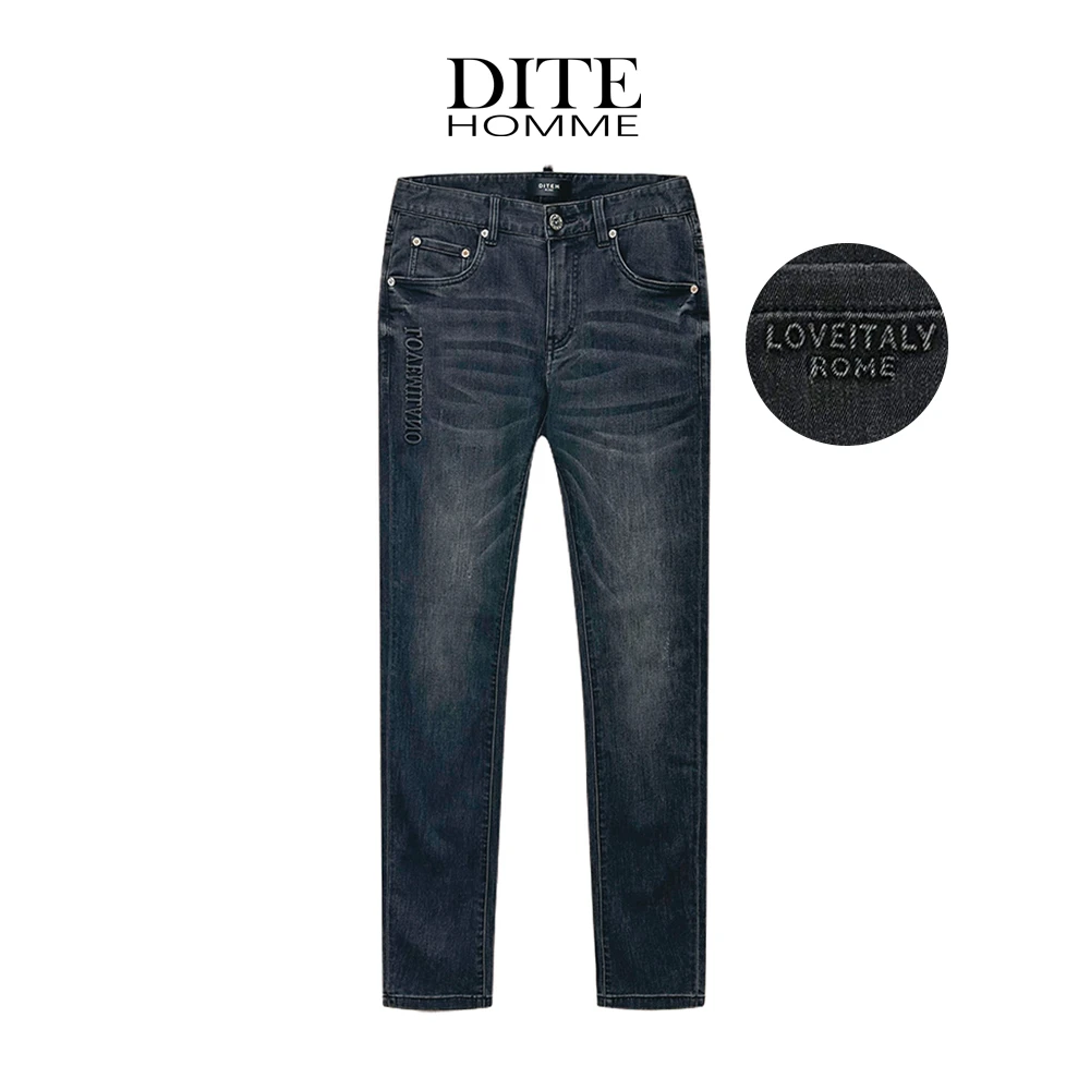 Dite迪特2025男士夏季新款薄款牛仔裤经典男款修身高弹钢印牛仔