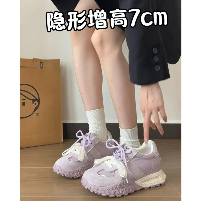 啄木鸟网红时尚厚底德训鞋2025新款舒适透气休闲运动鞋增高阿甘鞋