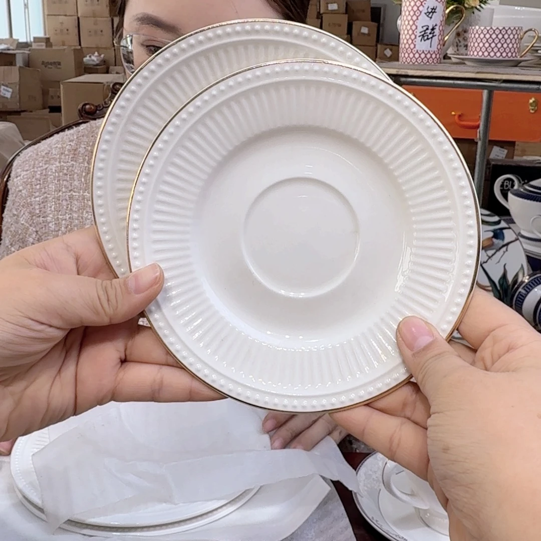 骨瓷骨瓷6英寸味碟15cm 6个实用外贸骨瓷金边